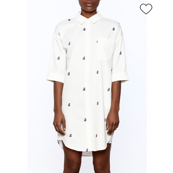 FRNCH | Sailboat Shirt Dress White Size Small/ Med - Picture 4 of 10